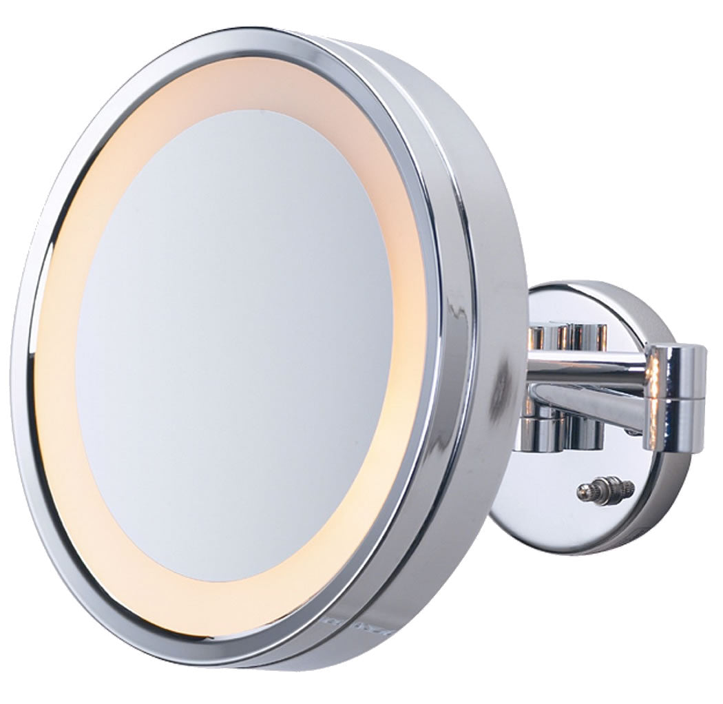 Round 3x Halo Lighted Wall-Mount Makeup Mirror - Jerdon Style