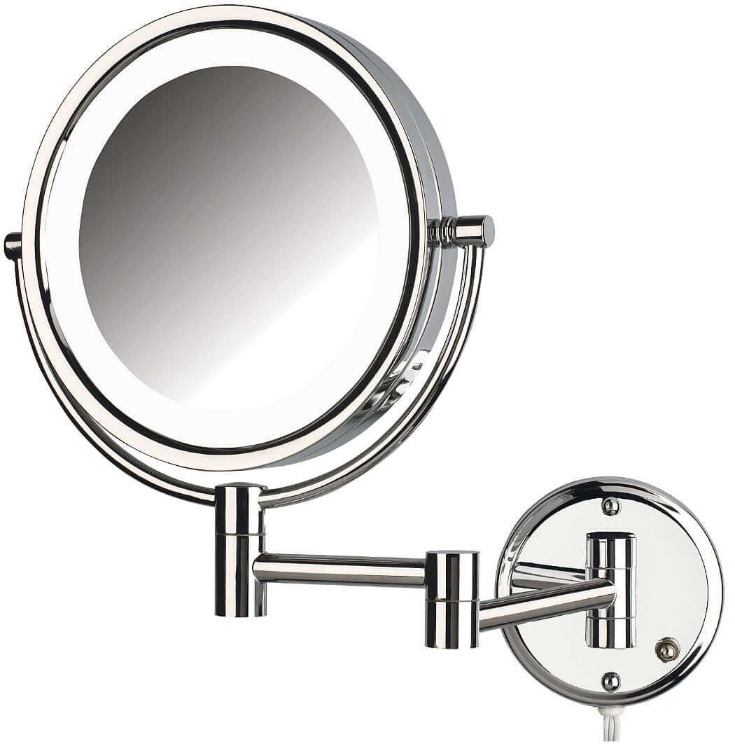 Reversible 8X/1X LED Plug-In Makeup Mirror - Jerdon Style