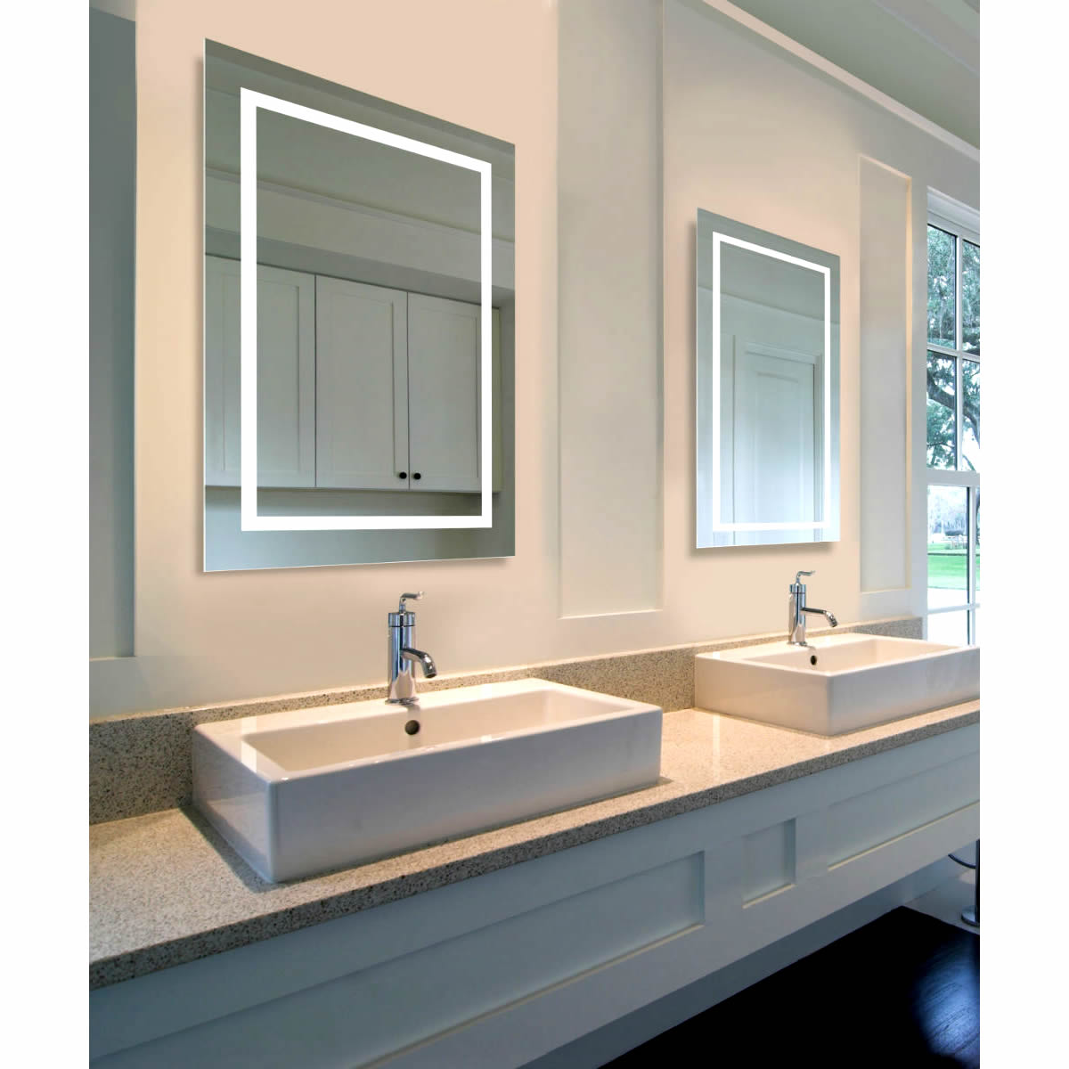 Unity Bathroom LED Mirror with Frosted Band - Cordova - Perfect Makeup Mirrors