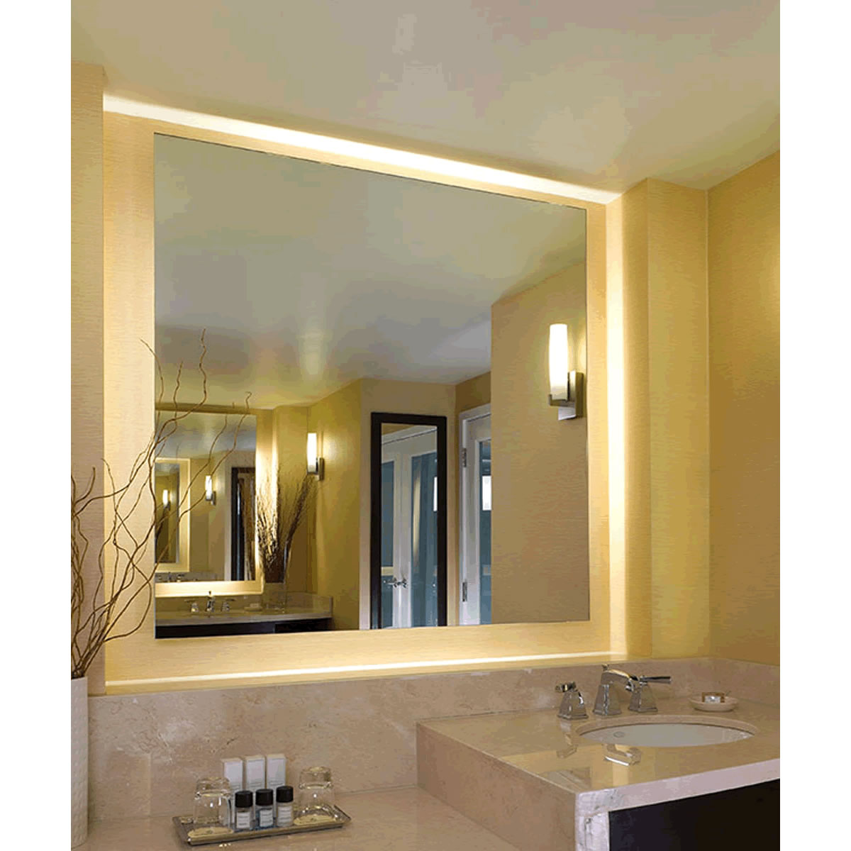Electric Mirror Serenity LED Backlit Mirror is Elegantly Designed with an Ambient Wall Glow - 4 Size