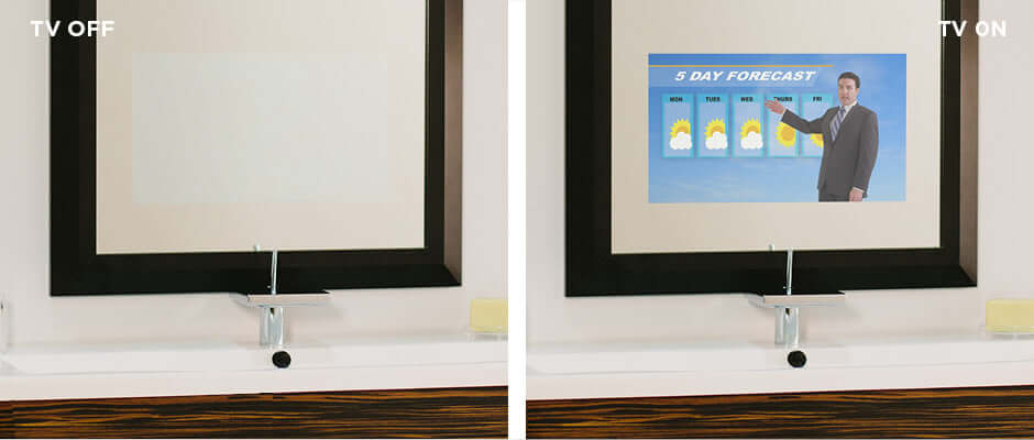 Electric Mirror Fusion TV Lighted Mirror with HDTV. It "Disappears" When Turned Off - 3 sizes