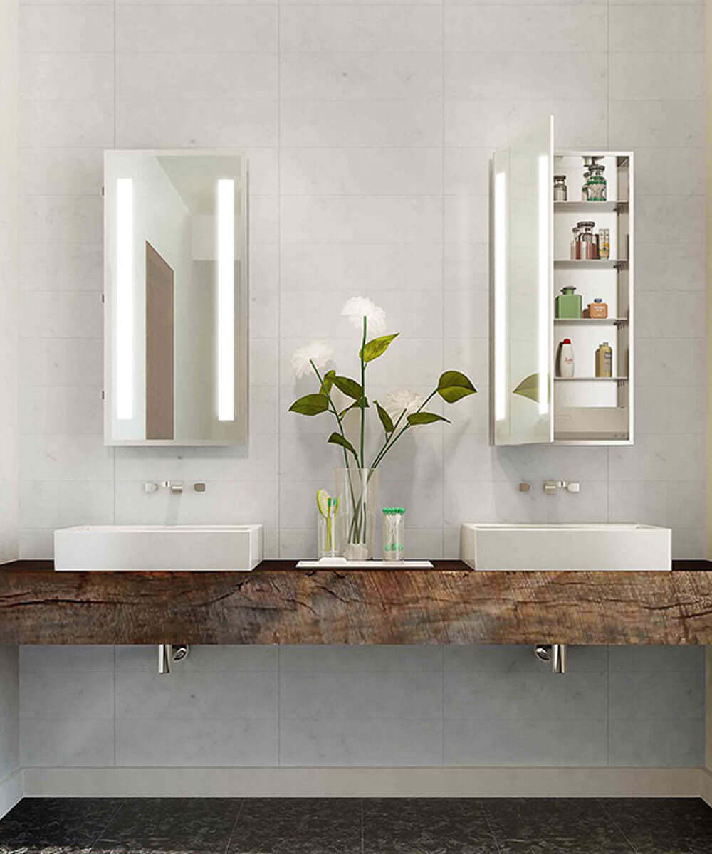 Electric Mirror Ascencion ADA LED 23.5" Mirrored Medicine Cabinets, 3 Heights, Left or Right Hinge