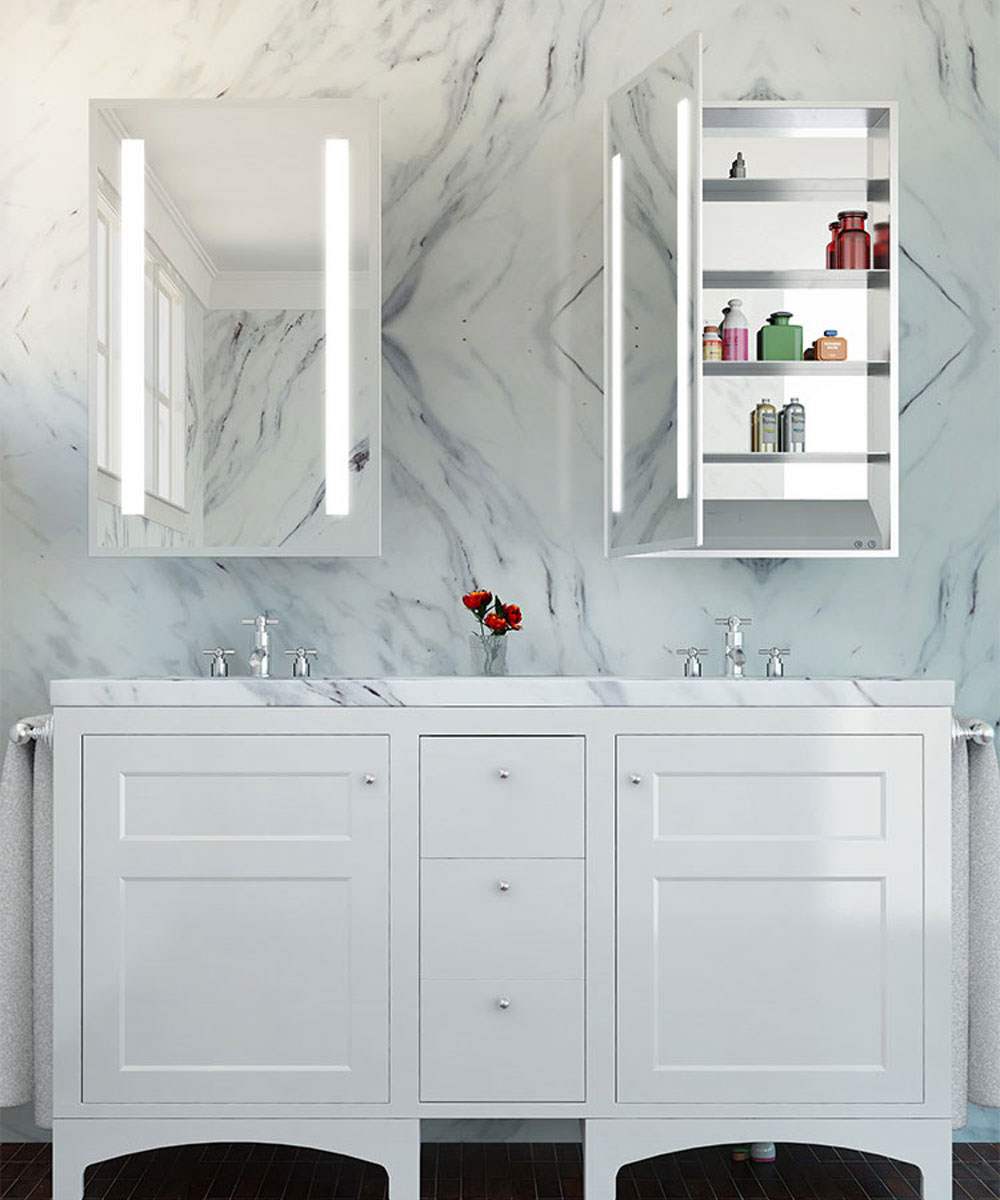 Ascencion ADA LED Mirrored Cabinet, 3 Sizes & Hinges - Electric Mirror - Perfect Makeup Mirrors