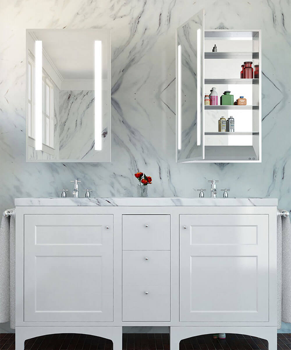 Ascencion ADA LED Mirrored Cabinet, 3 Sizes & Hinges - Electric Mirror