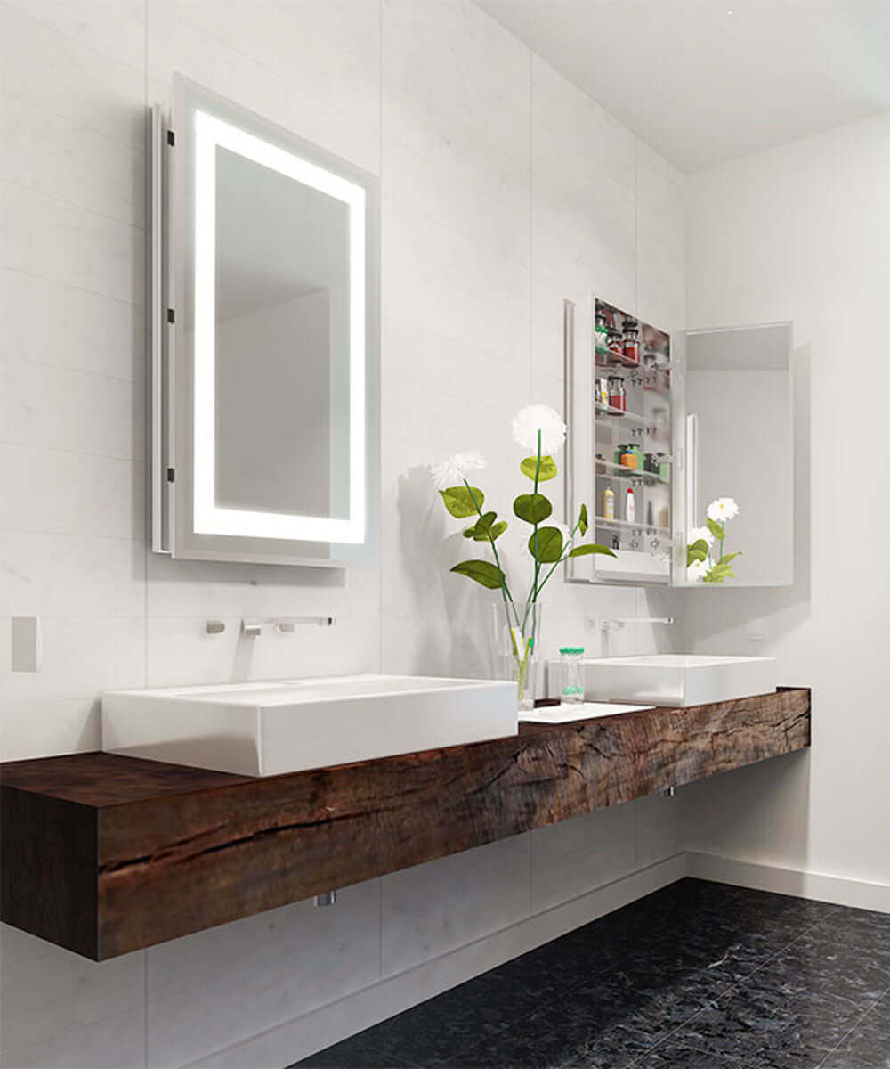 Electric Mirror Ambiance 23.5" Mirrored Cabinet with LED "Frame", 30" or 40 High, L or R Hinge