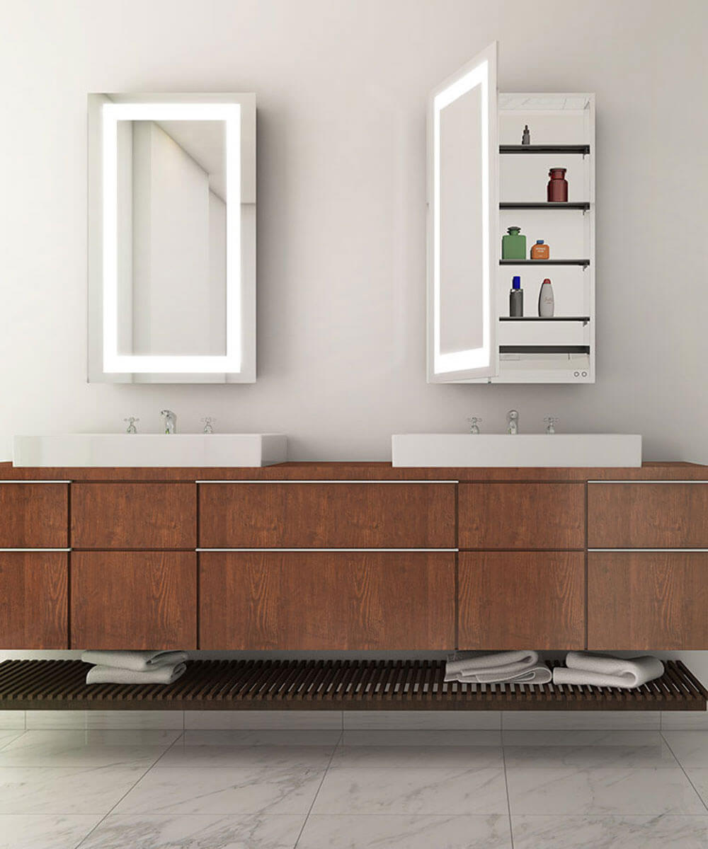 Electric Mirror Ambiance 23.5" Mirrored Cabinet with LED "Frame", 30" or 40 High, L or R Hinge