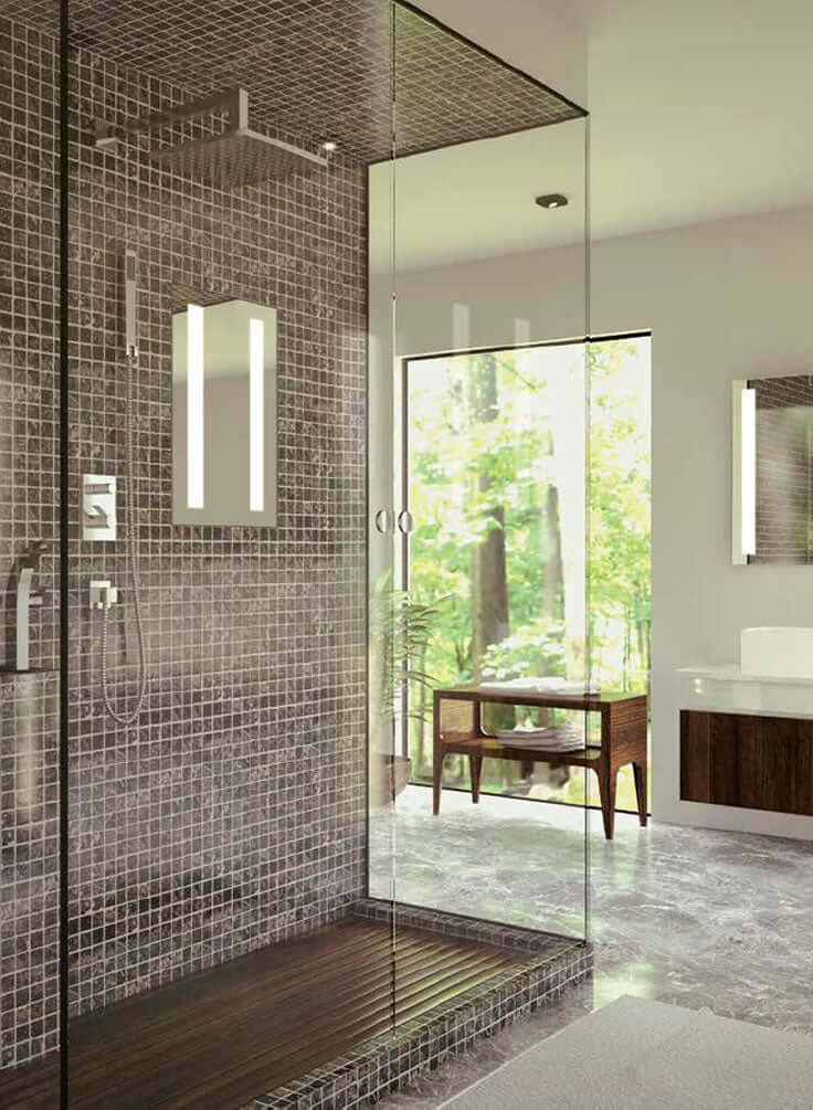 Electric Mirror Acclaim LED shower miirror is electrically heated for a fog-free experience.