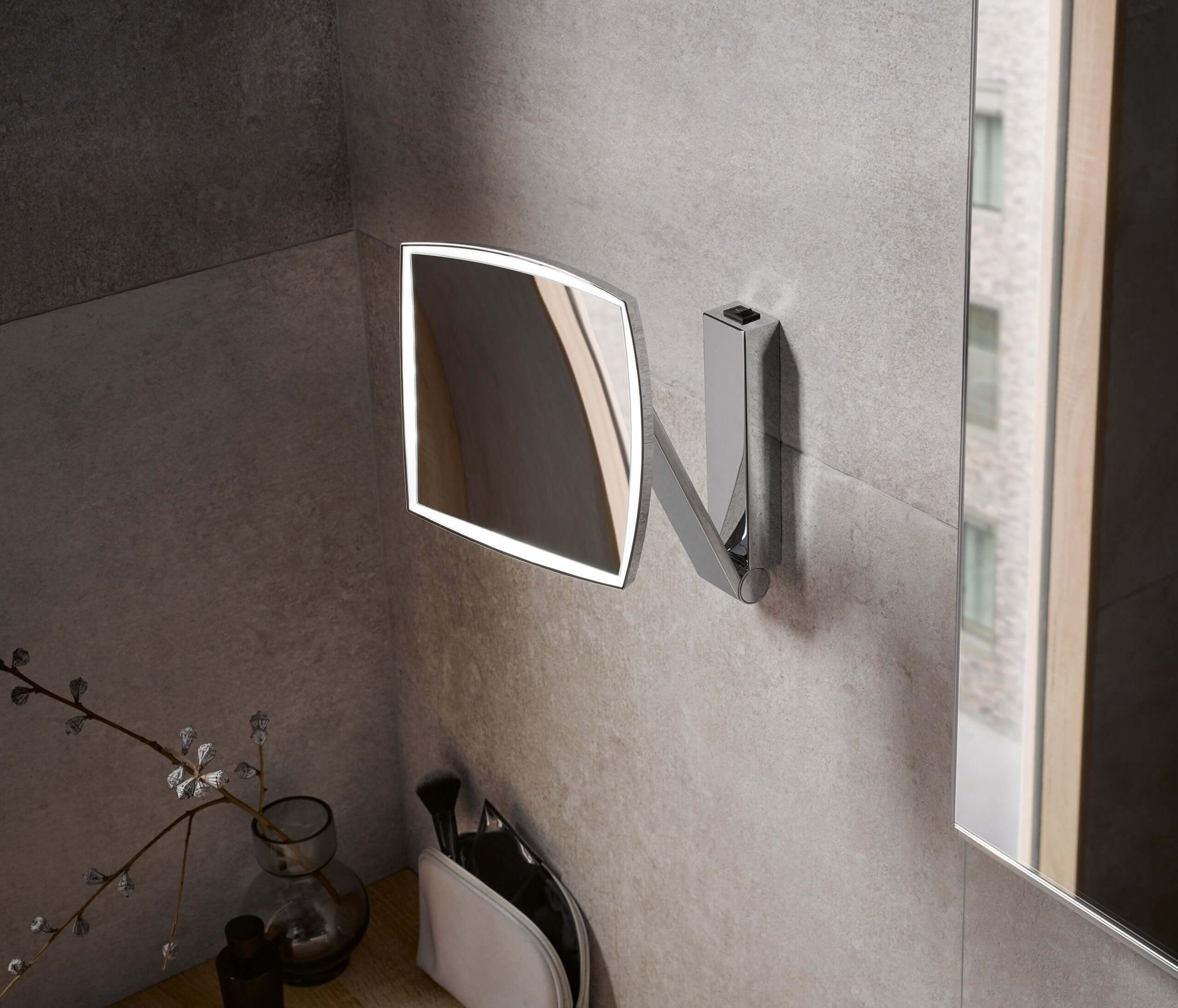 5x Hardwired Square 6,500k (Whie Daylight) LED Cosmetic Mirror - 4 Finishes - Keuco - Keuco