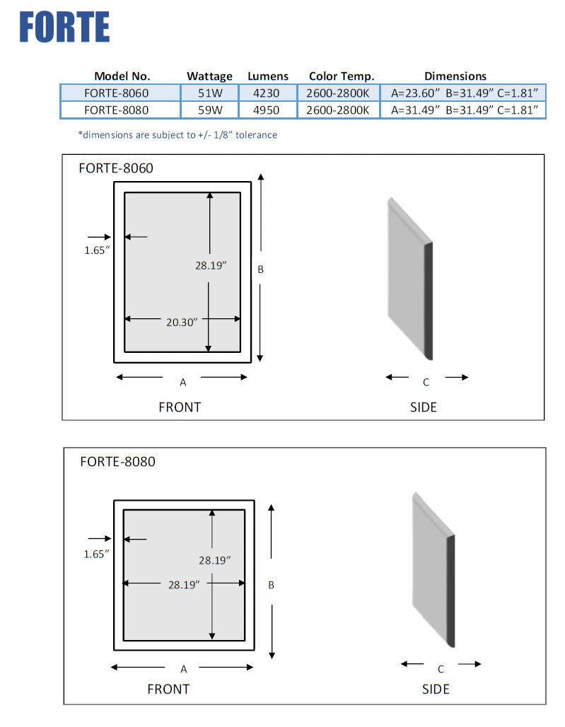 Forte LED Backlit Mirror, Illuminated Sides | Aamsco - Perfect Makeup Mirrors