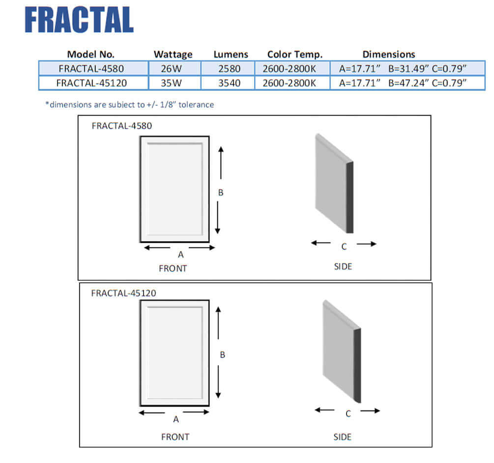 Aamsco ADA Fractal Backlit LED Mirror with Beveled Matte Border - 2 Sizes