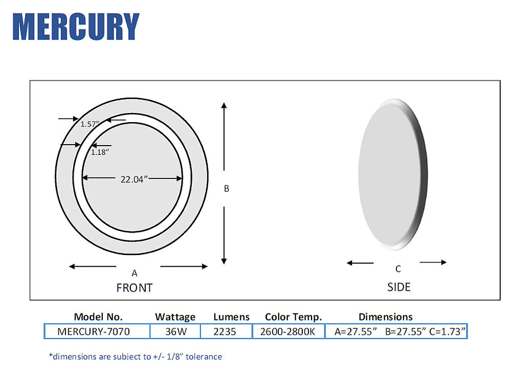 Aamsco Mercury Backlit Mirror Illuminated by an Interior LED Border - Perfect Makeup Mirrors