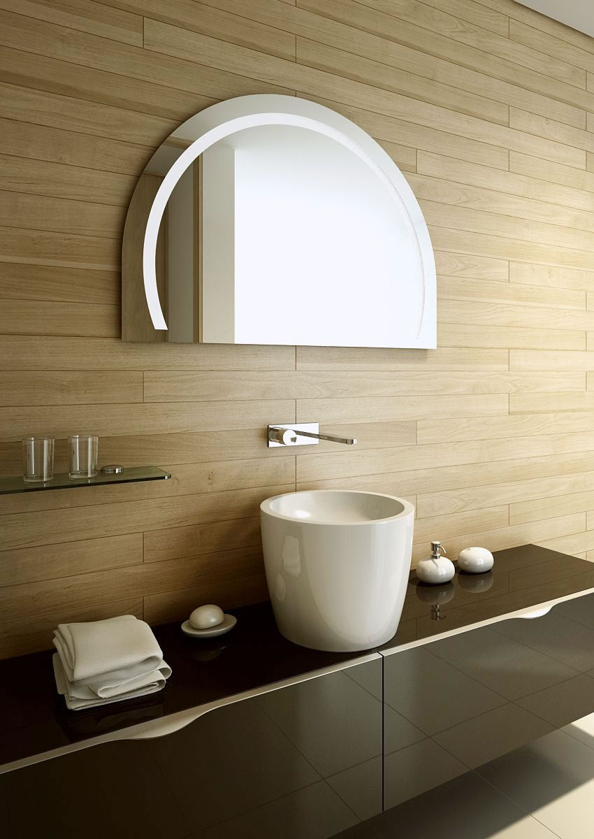Corda ADA Half-Moon LED Backlit Mirror | Aamsco - Perfect Makeup Mirrors