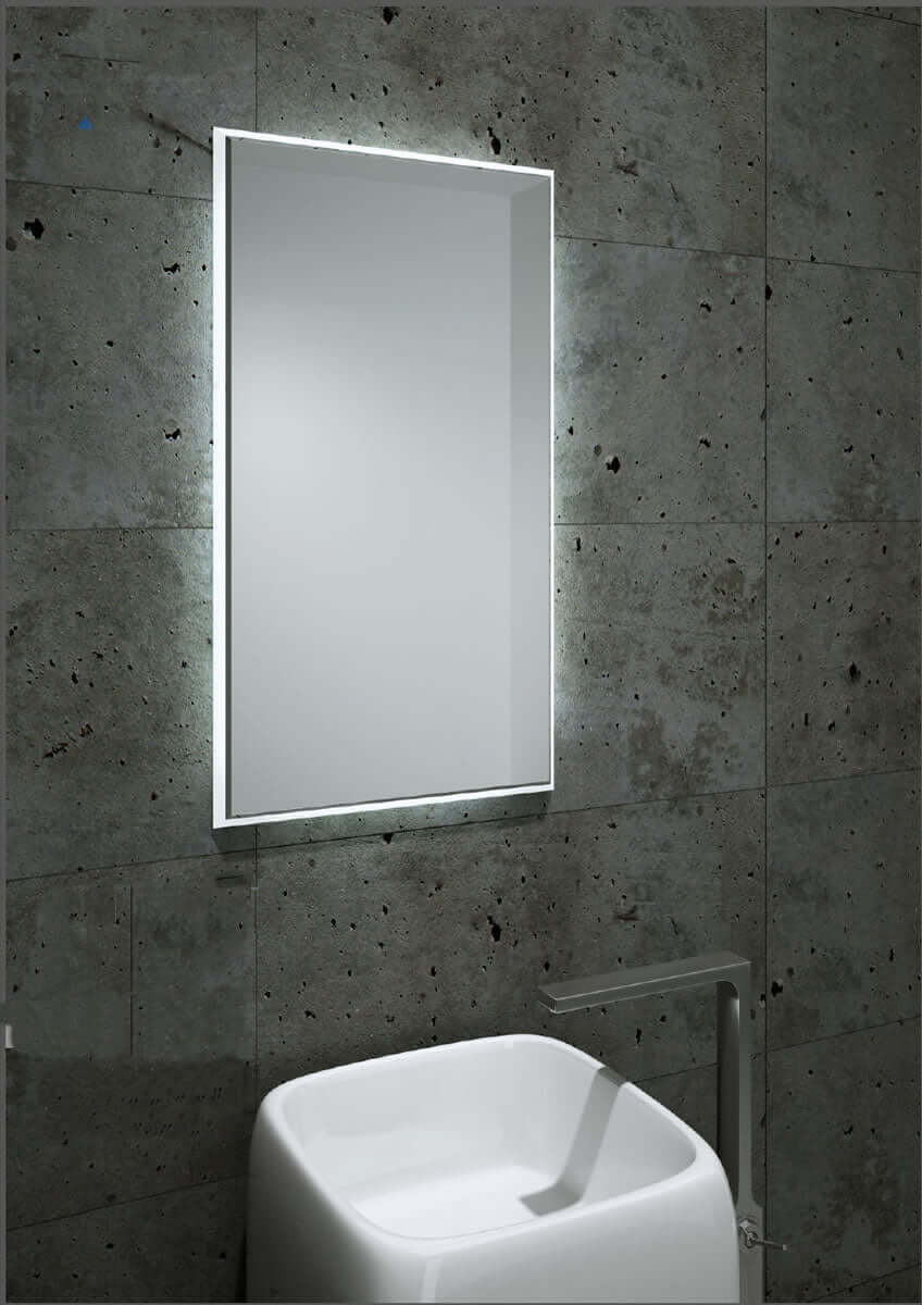 Aamsco ADA Fractal Backlit LED Mirror with Beveled Matte Border - 2 Sizes