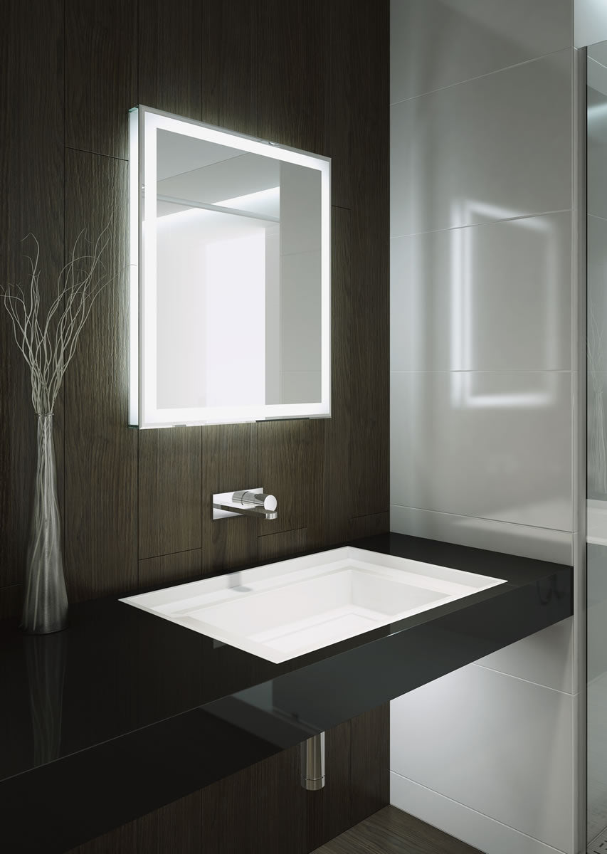 Forte LED Backlit Mirror, Illuminated Sides | Aamsco - Perfect Makeup Mirrors