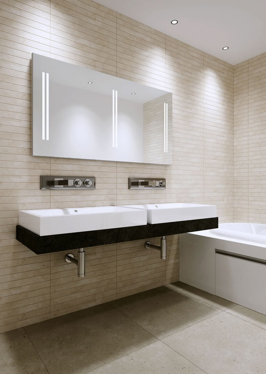Aamsco UNICO 5 Backlit Mirror has Triple Sets of Double Vertical LED Light Bands - Perfect Makeup Mirrors