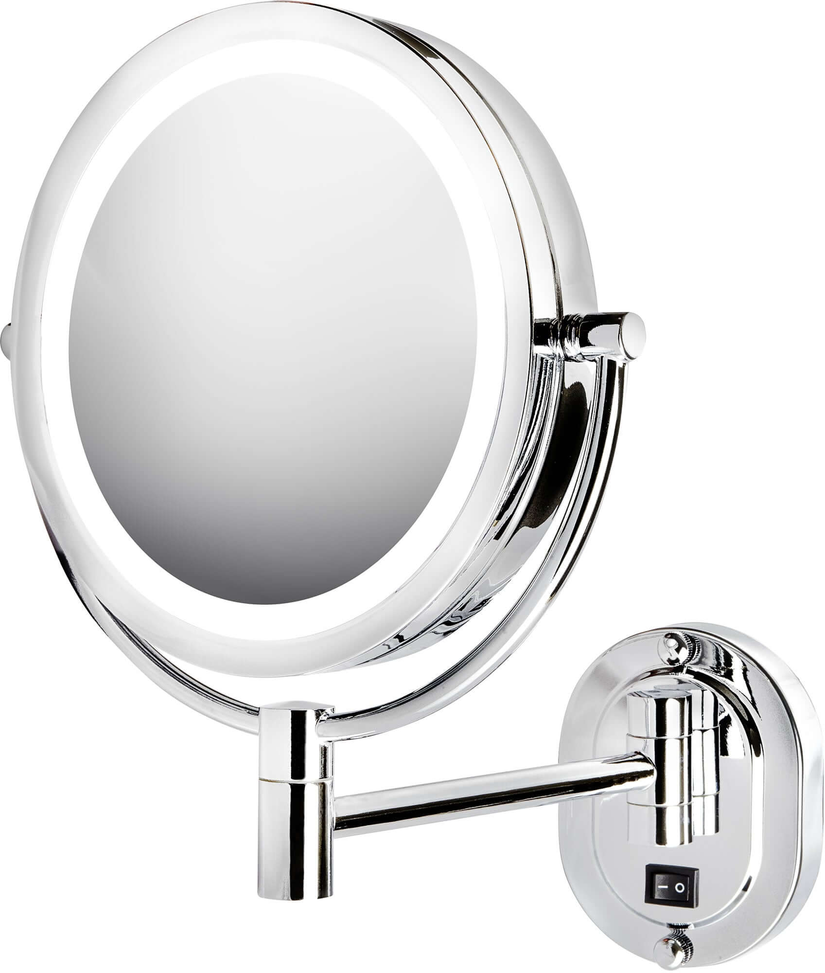 Hardwired 5x/1x LED Wall Makeup Mirror, Chrome - Jerdon Style