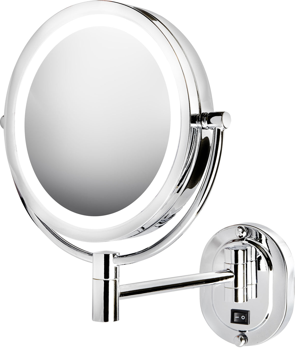 Hardwired 5x/1x LED Wall Makeup Mirror, Chrome - Jerdon Style