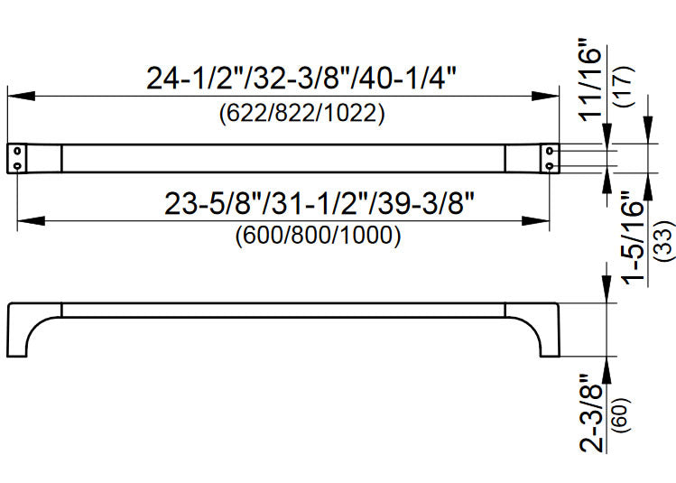 Keuco Edition 11 Towel Bar, 3 Sizes, 4Finishes