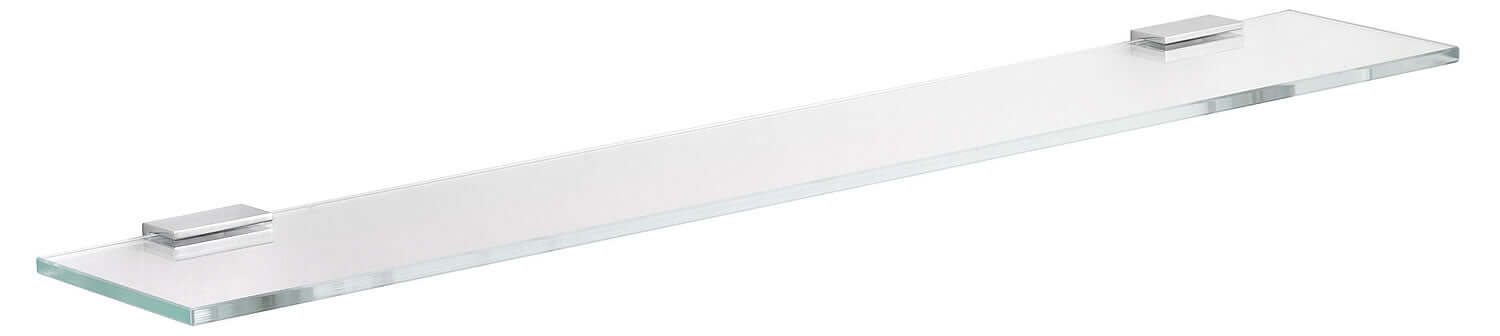Keuco Edition 11 Crystalline Glass Shelf with Brackets, 2 Sizes, Polished Chrome or Brushed Nickel
