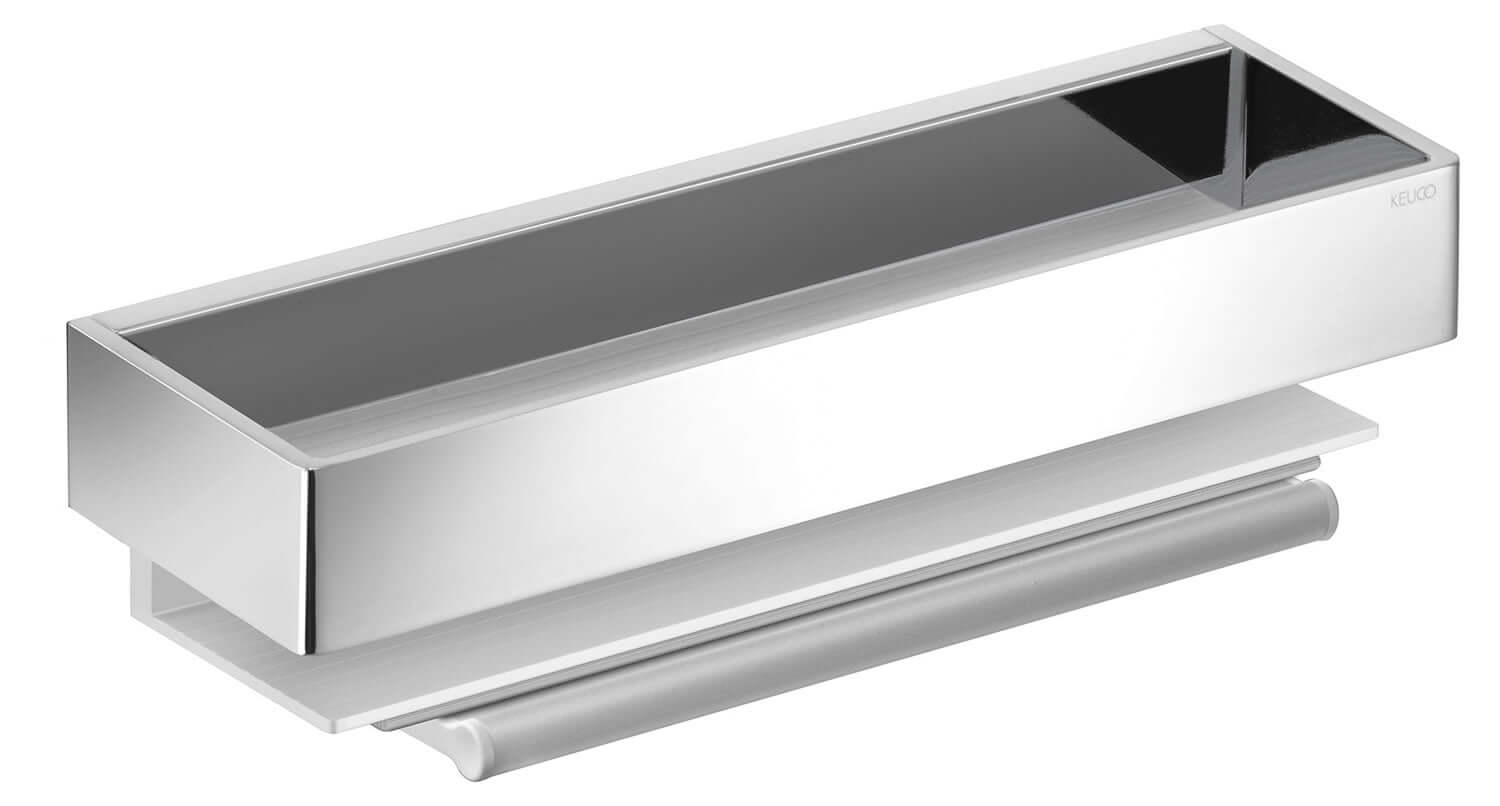 Keuco Edition 11 Shower Basket with Built-In "Secret" Squeegee, 5 Finishes