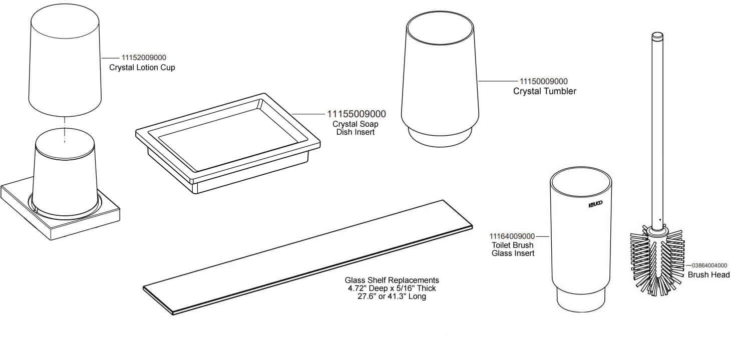 Keuco Edition 11 Replacement Parts - Crystal, Glass, and More