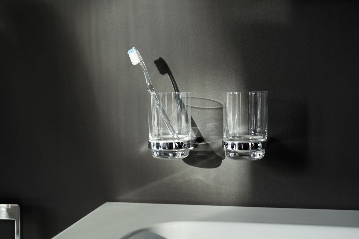 Collection Moll Tumbler Holder with Crystal Tumbler - Keuco - Perfect Makeup Mirrors