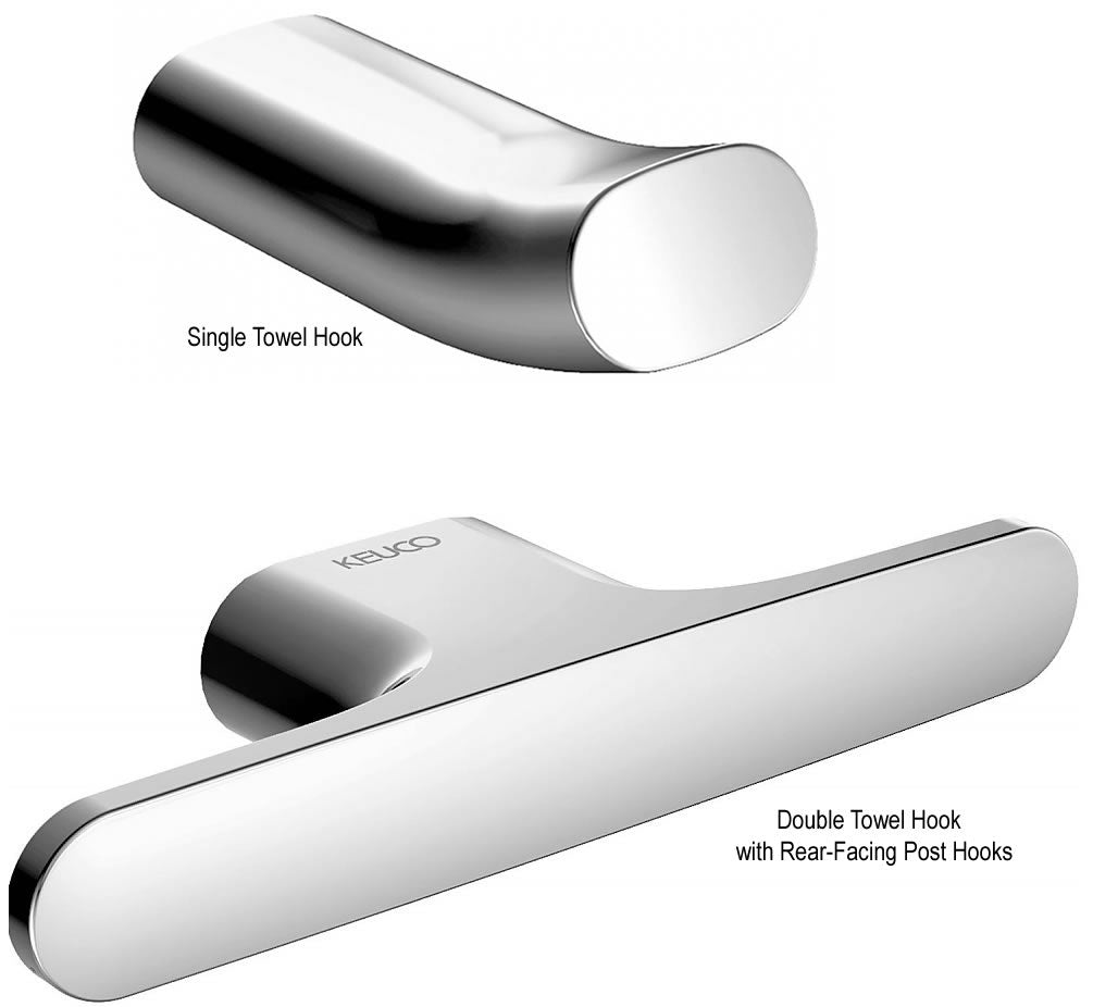 Edition 400 Towel Hooks - Single and Double - 3 Finishes - Keuco