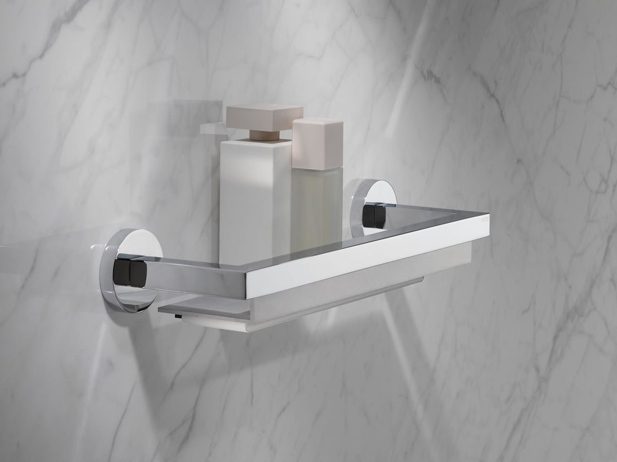 Edition 90 Polished Chrome Shower Shelves - Plain or with Built-In Magnetic Squeegee - Keuco - Perfect Makeup Mirrors