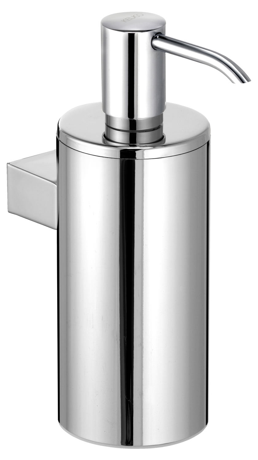 Plan Wall-Mount Soap/Lotion Dispenser Chrome or Stainless Steel - Keuco - Perfect Makeup Mirrors