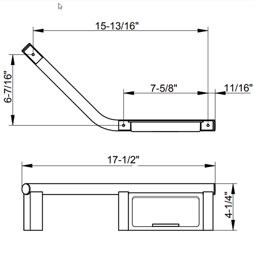 Keuco Plan 135° Grab Bar & Soap Holder, Chrome or Stainless