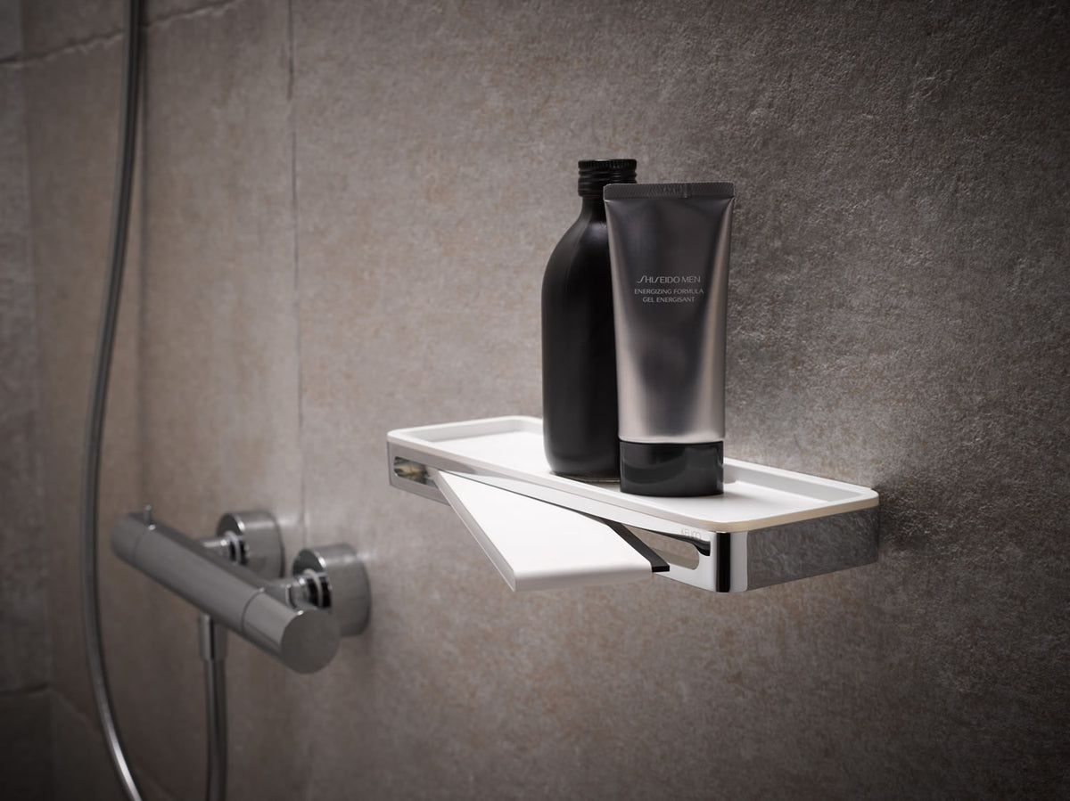 Plan Shower Basket with Hidden Squeegee in 6 Finish Combinations - Keuco - Perfect Makeup Mirrors