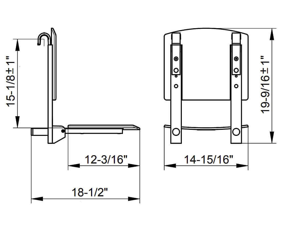 Keuco Plan Care Rail-Mount Tip-Up Backed Shower Seat, 3 Finishes
