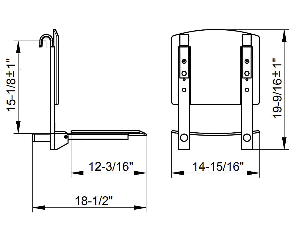 Plan Care Rail-Mount Tip-Up Backed Shower Seat, 3 Finishes - Keuco - Perfect Makeup Mirrors
