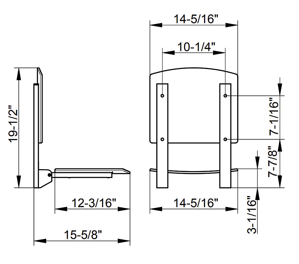 Plan Care Wall-Mount Folding Shower Seat, Back Rest, 3 Finishes - Keuco - Perfect Makeup Mirrors