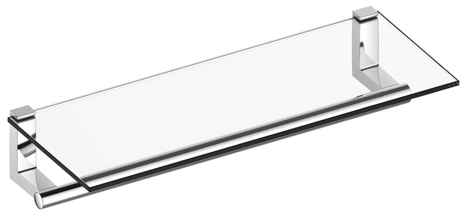 Keuco Plan Towel Rack with Tempered Glass Shelf, Polished Chrome or Stainless Steel