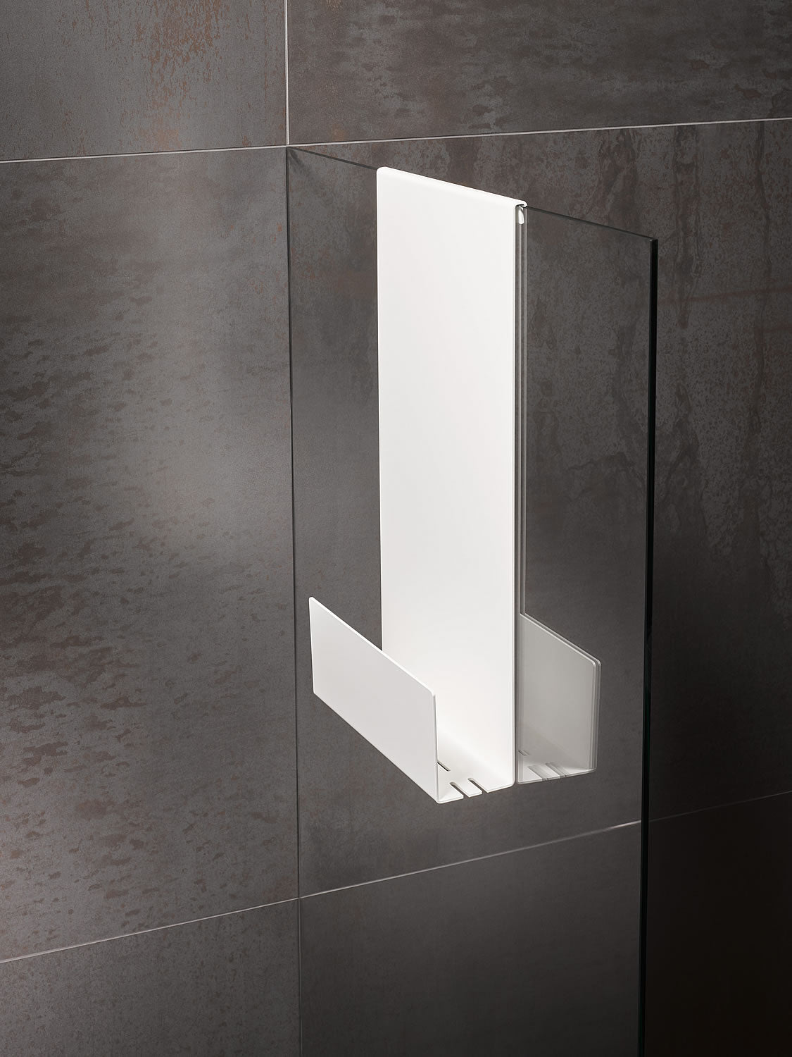 Shower Shelf-Over-Glass, Matte Black or Matte White - Keuco - Perfect Makeup Mirrors