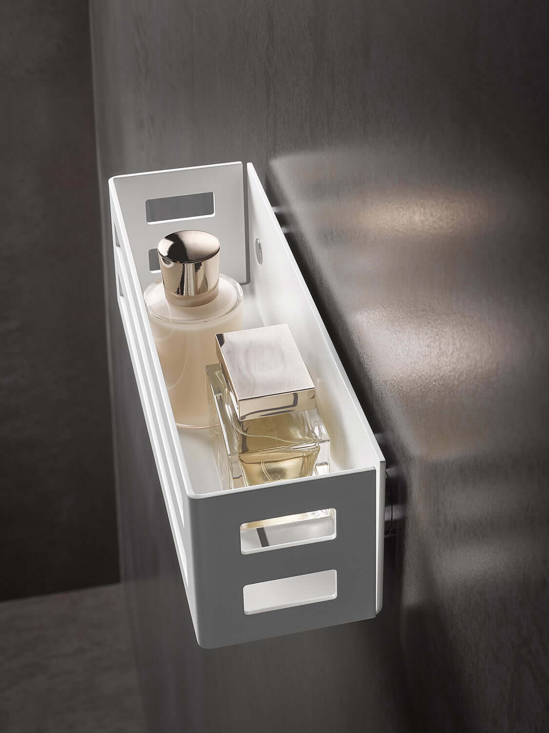 Keuco Solid Aluminum Shower Basket in Matte White - OPEN BOX