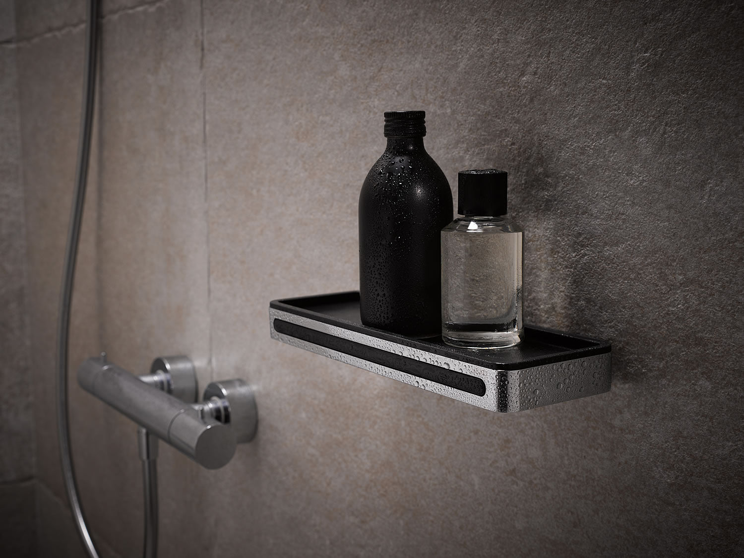 Keuco Plan Shower Basket with Hidden Squeegee in 6 Finish Combinations