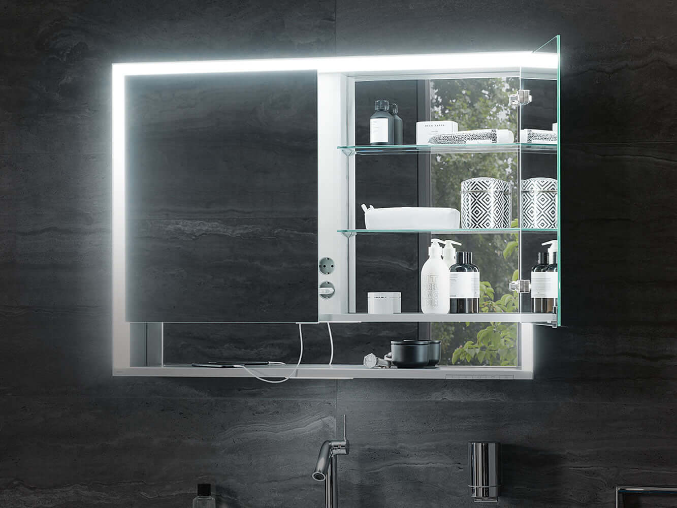Keuco Royal Lumos Smart LED 1-Door Mirrored Bathroom Cabinet - 8 Variations