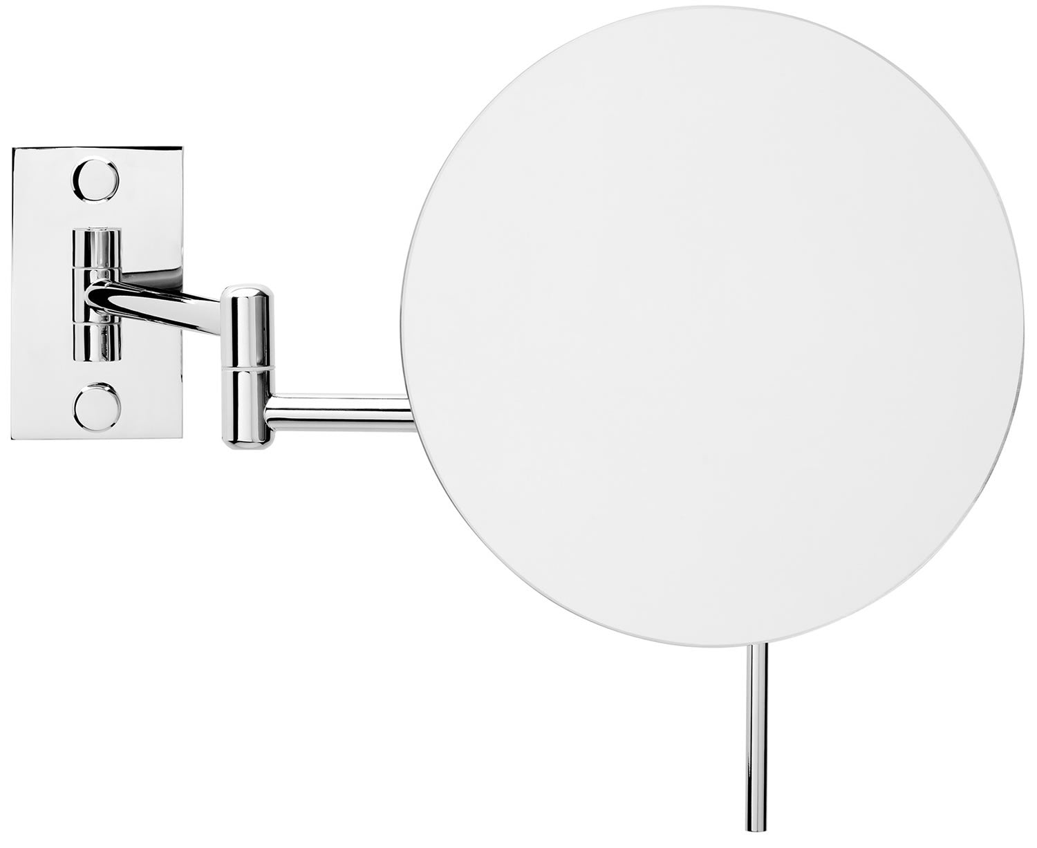 The Miroir Brot Epure in Polished Chrome.  Notice the little handle protruding beneath the face of the mirror.  It allows you to adjust to any angle without fingerpringing the mirror face, keeping it pristine and beautiful.