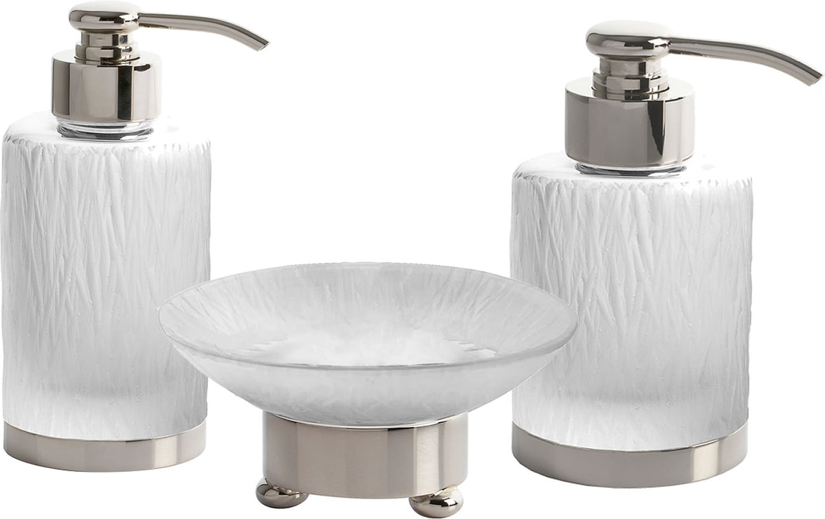Cristal & Bronze Bambou Soap Dispenser & Dish – 27 Finishes - Perfect Makeup Mirrors