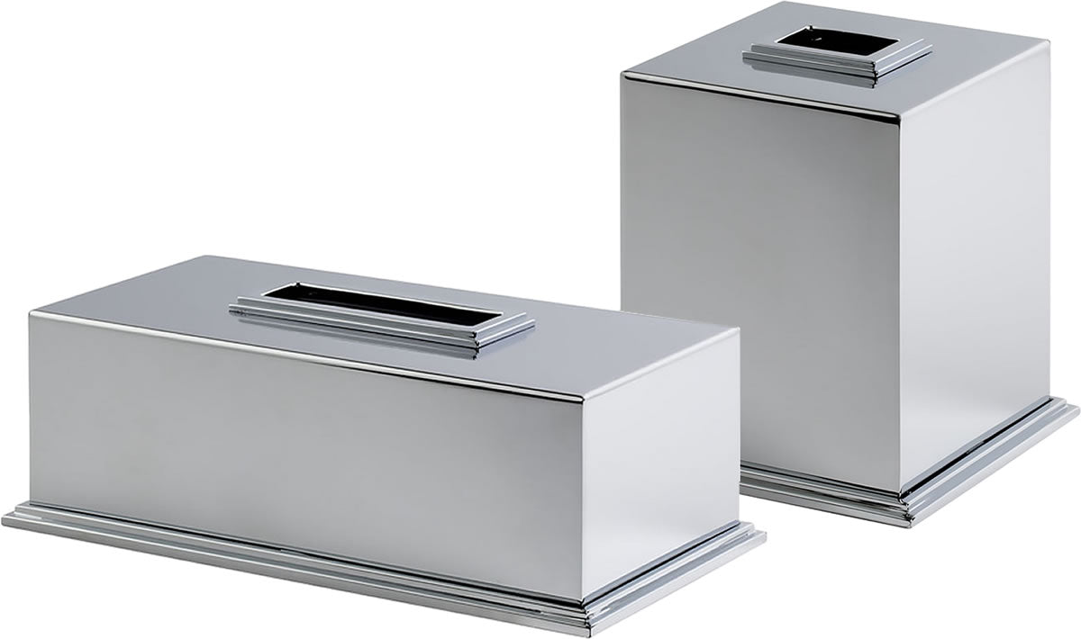 Transatlantique Tissue Box – 27 Finishes - Cristal & Bronze - Perfect Makeup Mirrors