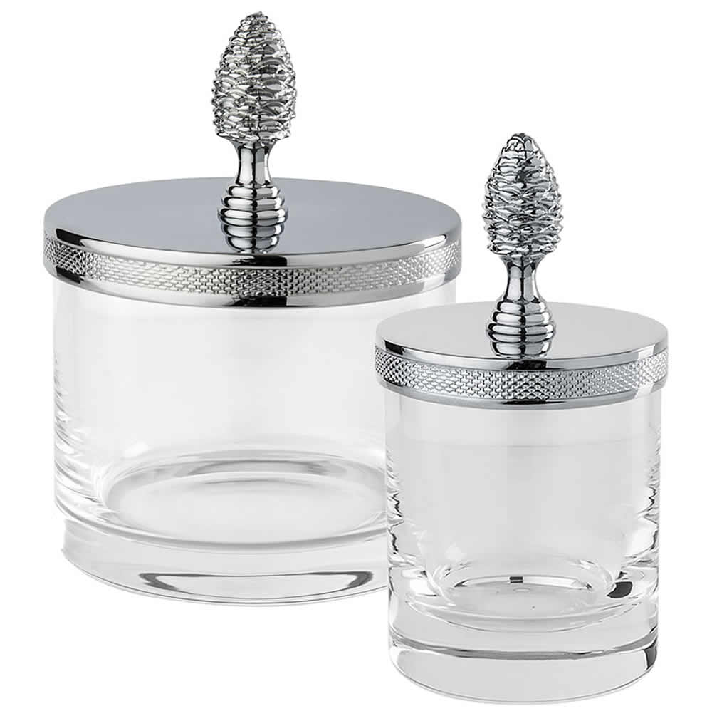 Pine Cone Lid Q-Tip Jar - Cristal & Bronze - Perfect Makeup Mirrors