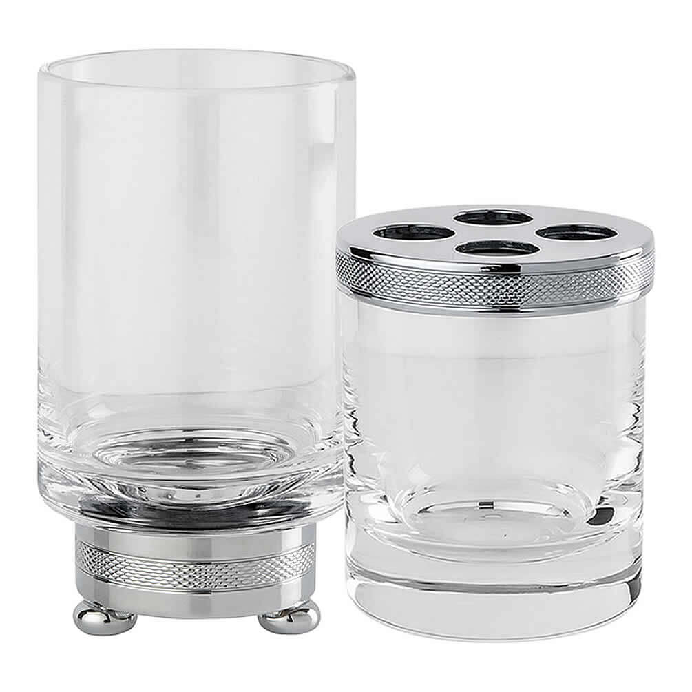 Cristallin "cesele" Bathroom Tumbler and Toothbrush Glass, each in 27 Finishes - Cristal & Bronze - Perfect Makeup Mirrors
