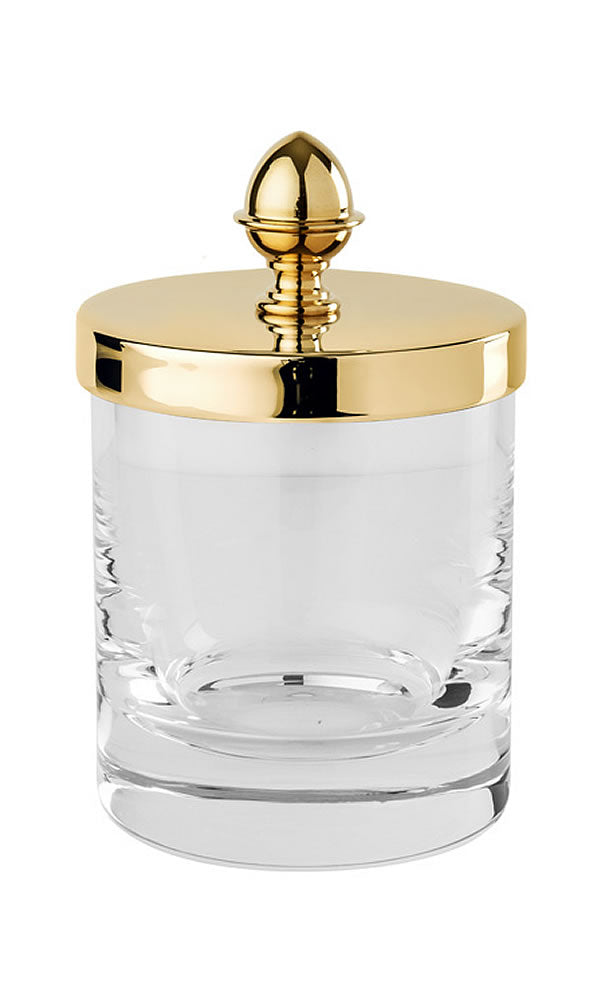 Cristallin "lisse" Q-Tip Jars in 27 Finishes - Cristal & Bronze - Perfect Makeup Mirrors