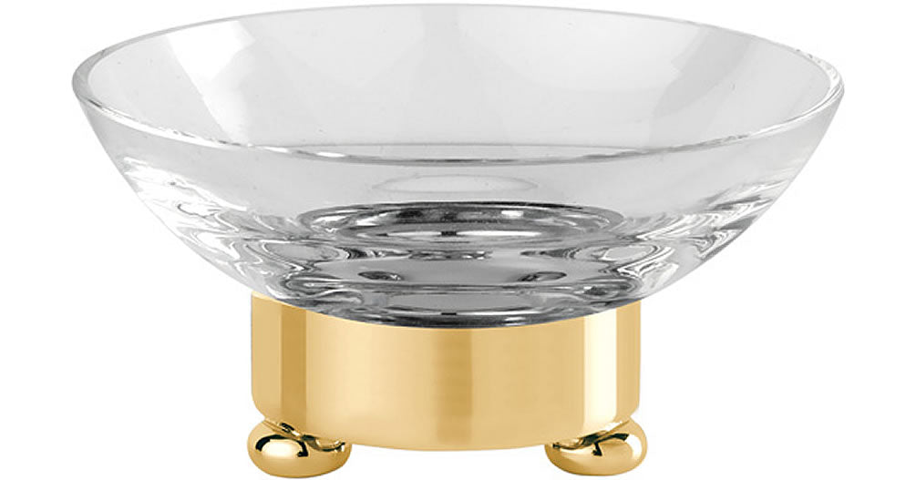 Cristallin "lisse" Soap Dispensers and Soap Dish, each in 27 Finishes - Cristal & Bronze - Perfect Makeup Mirrors