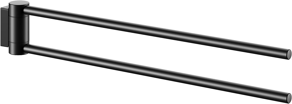 Keuco Plan Double Swivel Towel Holder 12" or 17", Stainless Steel, Matte Black, or Polished Chrome