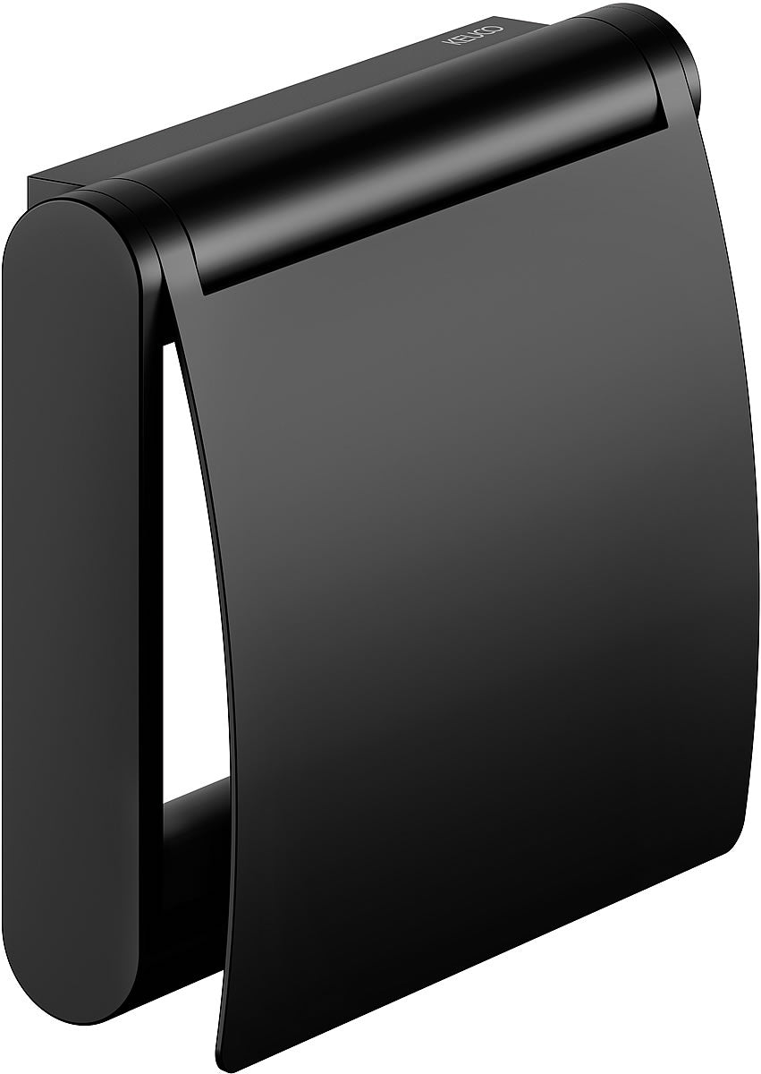 Black Collection Toilet Paper Holder with Lid - Keuco - Perfect Makeup Mirrors