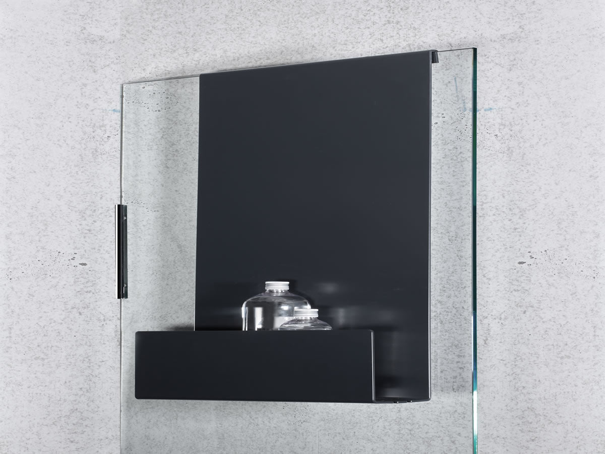 Black Collection Over-Glass Shower Enclosure Shelf - Keuco - Perfect Makeup Mirrors