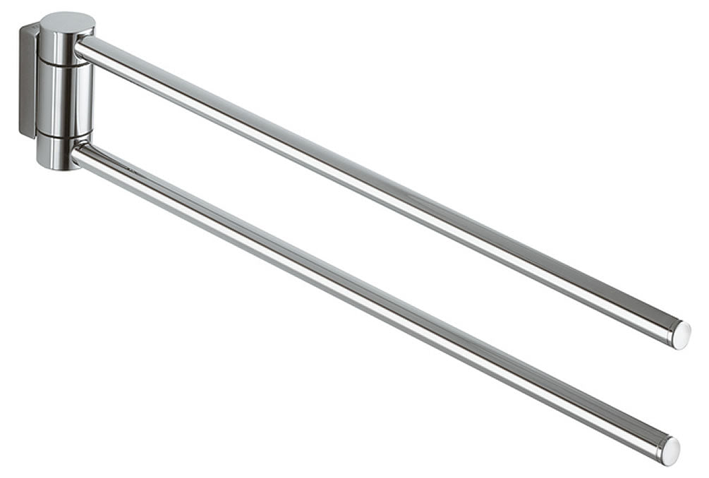 Keuco Plan Double Swivel Towel Holder 12" or 17", Stainless Steel, Matte Black, or Polished Chrome